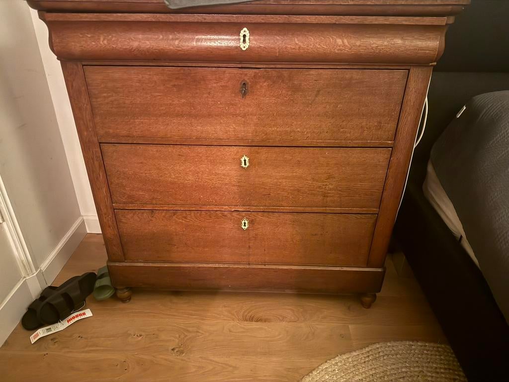 Antieke chiffoniere commode, spiegel en klein kastje, Antiek en Kunst, Antiek | Meubels | Kasten, Ophalen