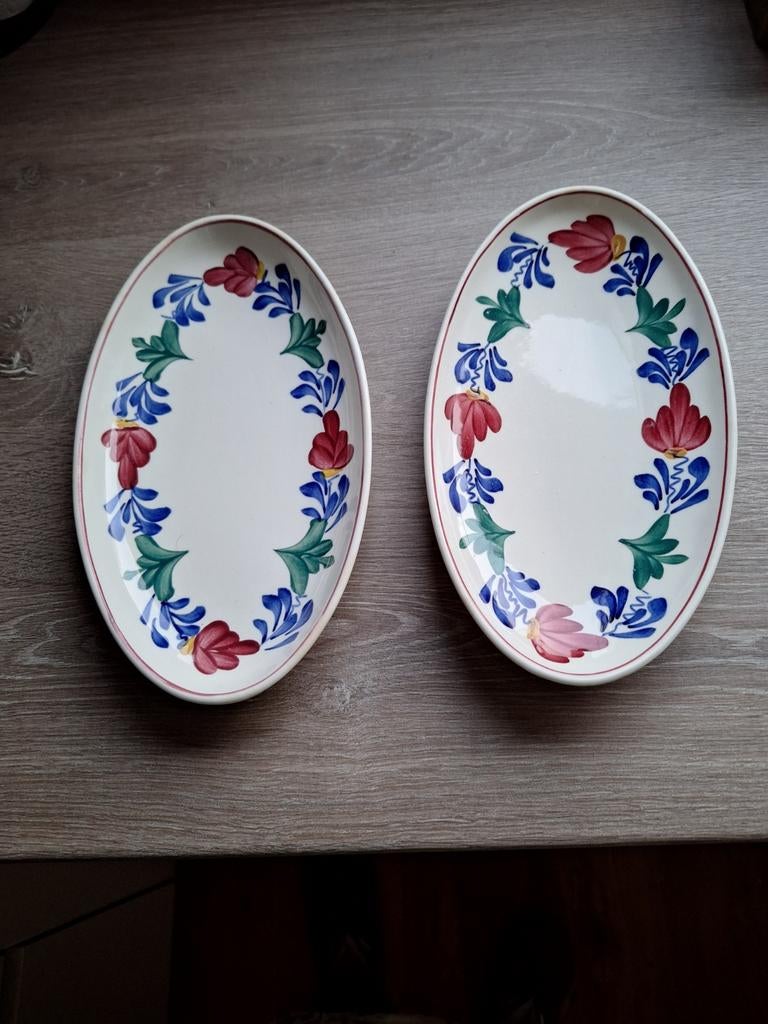 2 Boerenbont schaaltjes, Ophalen, Aardewerk, Boerenbont, Schaal of Schalen