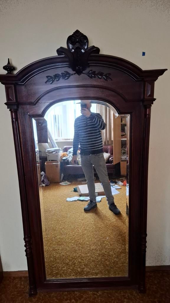 Oude (antieke) spiegel., Antiek en Kunst, Ophalen of Verzenden, Rechthoekig