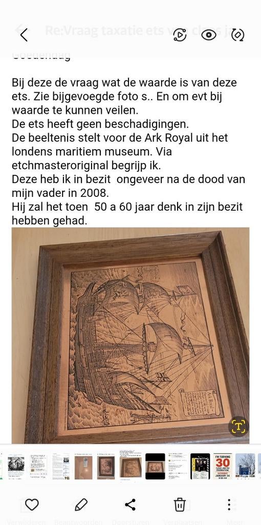 Ets Claes Jansz Visscher - Ark Royal, Antiek en Kunst, Ingelijst, Ets, Militair, 1600 - 1699