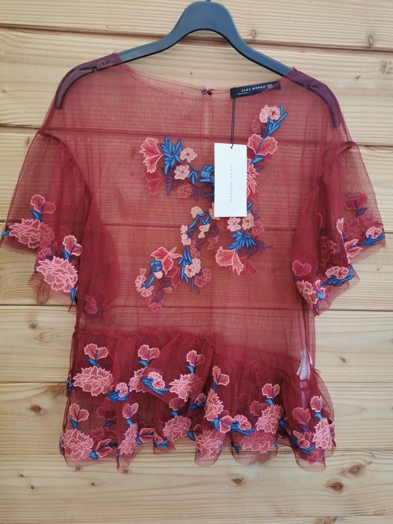 ZARA geborduurde blouse mt. S, Kleding | Dames, Gelegenheidskleding, Nieuw, Overige typen, Maat 36 (S), Overige kleuren, Verzenden