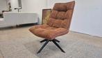 Prachtige cognac bruine design draaifauteuil in nieuwstaat!!, 75 tot 100 cm, Ophalen of Verzenden, Zo goed als nieuw, Stof