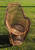 Vintage rotan pauwenstoel, Ophalen, Gebruikt, Vintage, Riet of Rotan