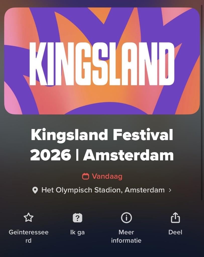 5x tickets - KINGSDAY-  Festival -  2026, Drie personen of meer, Meerdaags