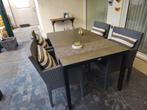 Tuin set, tafel met 4 stoelen, Ophalen, Zo goed als nieuw, Rechthoekig, Aluminium