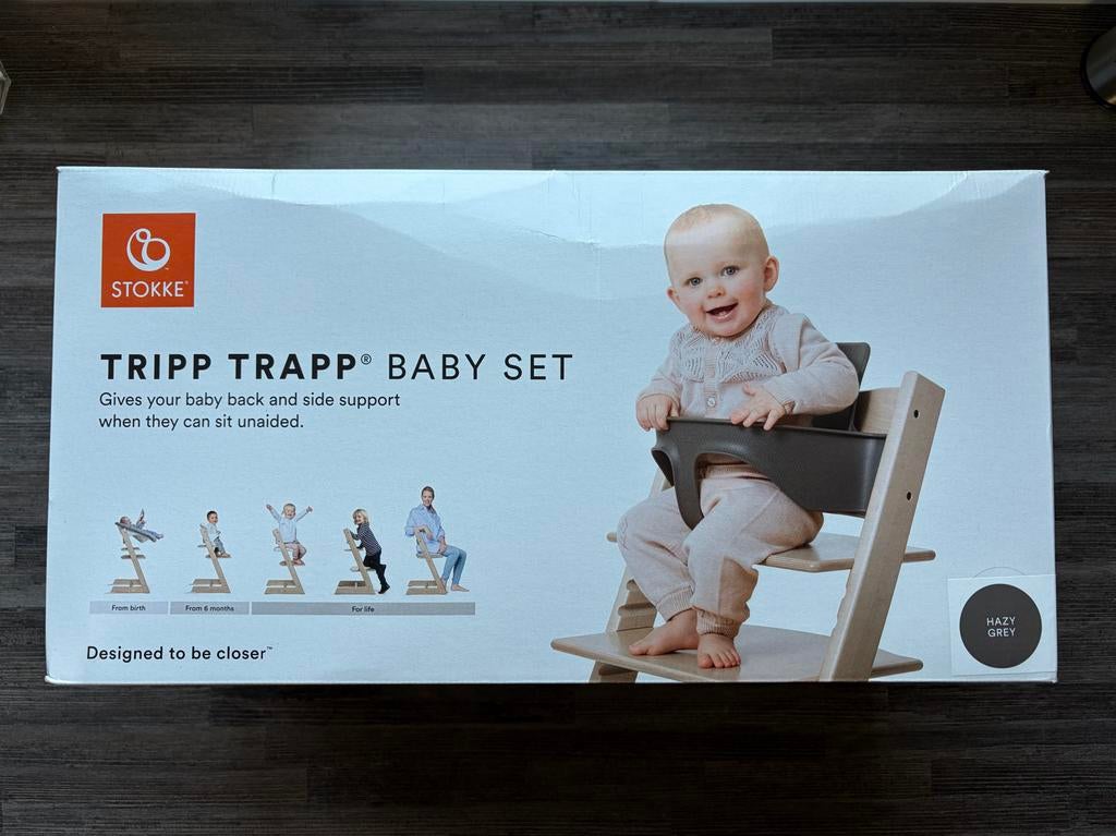 Stokke Tripp Trapp Baby Set Hazy Grey, Kinderen en Baby's, Kinderstoelen, Ophalen of Verzenden, Zo goed als nieuw, Meegroeistoel