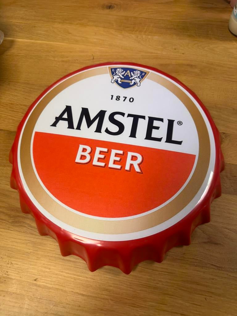 Amstel bier reclame bord metaal 35cm nieuw, Verzamelen, Biermerken, Ophalen of Verzenden, Nieuw, Reclamebord, Plaat of Schild