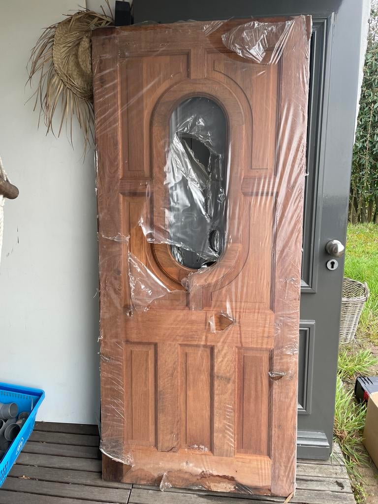 Massieve Merbau Buitendeur 201,5 x 88 cm - Nieuw, Doe-het-zelf en Verbouw, Deuren en Horren, Nieuw, Buitendeur, 200 tot 215 cm