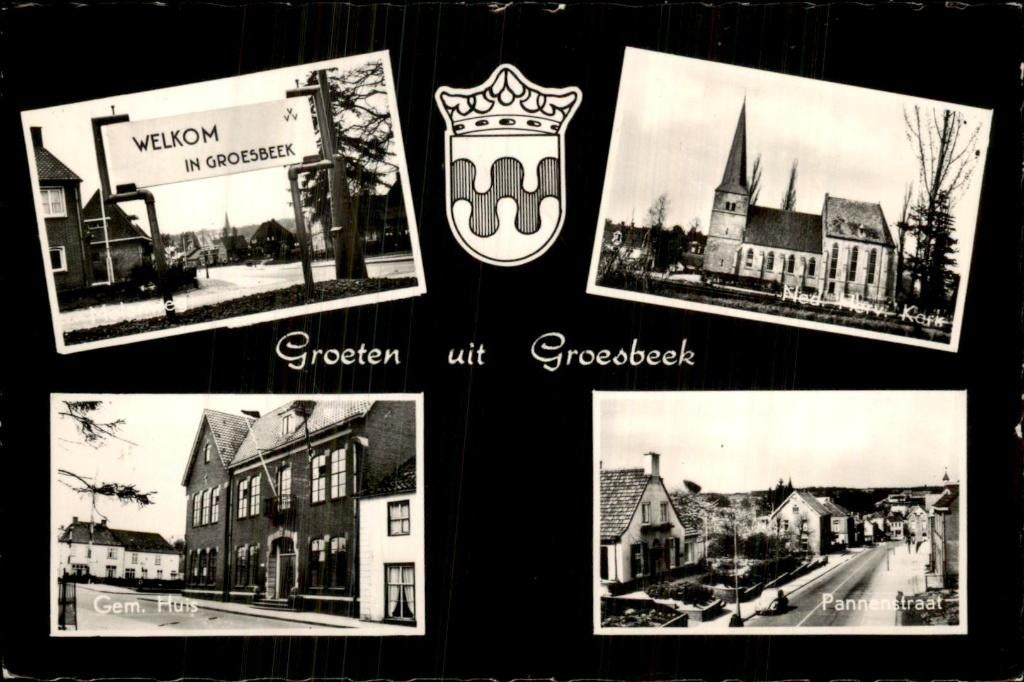 Groesbeek - Pannenstraat - Straatzicht, Ophalen of Verzenden, 1940 tot 1960, Gelopen, Gelderland
