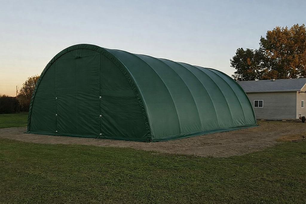 opslagtent/ rondbooghal 9.75 x 20 meter, Ophalen