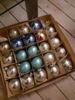 Antiek gekleurde kerstballen in originele doos, Ophalen of Verzenden