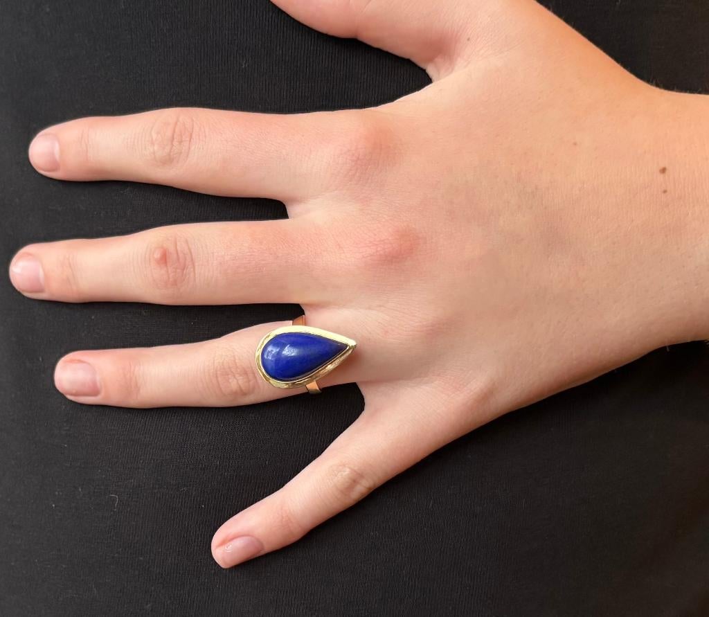 Lapis Lazuli fraaie 14k gouden edelsteen dames ring vintage