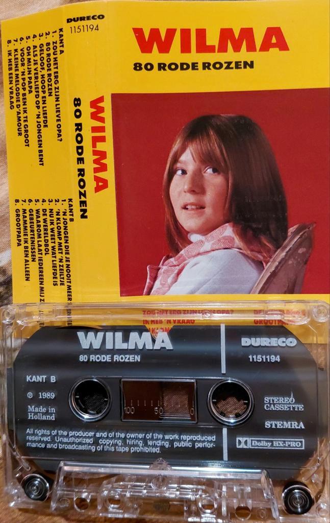 Wilma - 80 Rode Rozen Cassette (1989), Cd's en Dvd's, Cassettebandjes, Gebruikt, Origineel, Nederlandstalig, 1 bandje, Ophalen of Verzenden