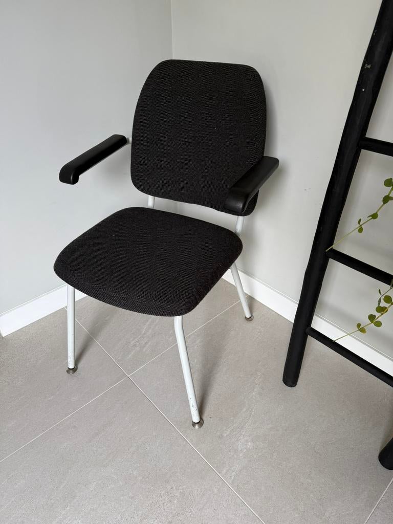 6 eetkamerstoelen (Vintage/Gispen/Retro), Huis en Inrichting, Stoelen, Ophalen, Gebruikt, Stof, Grijs