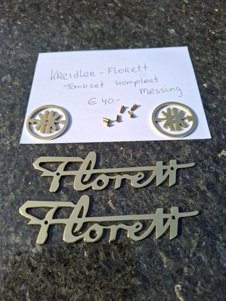 Kreidler Florett emblemen in MESSING, Rvs, ALUMINIUM., Ophalen of Verzenden, Nieuw, Overige materialen, Overige merken