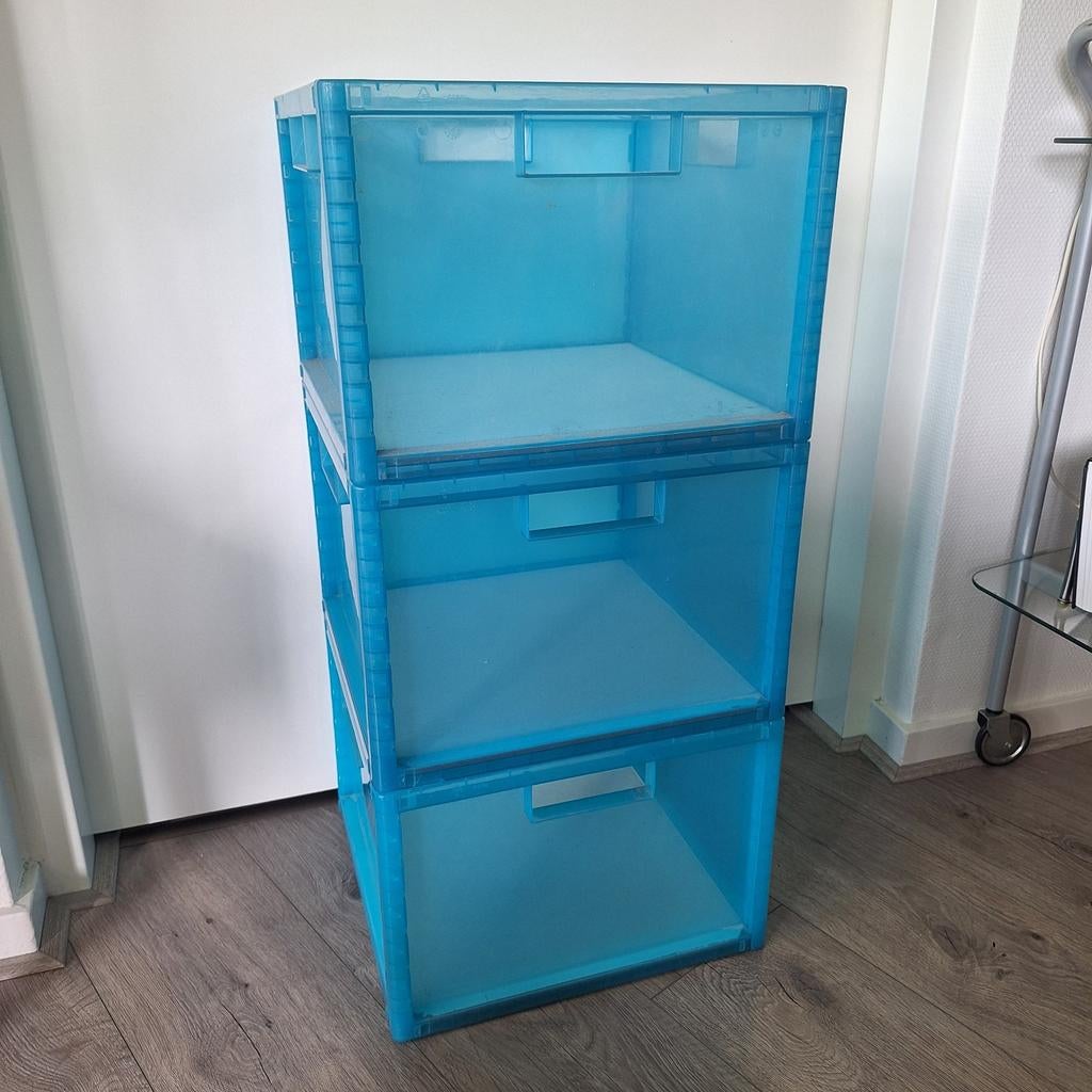 3 stuks vintage Ikea Mard opberg krat jaren '90 LP box, Minder dan 50 cm, Gebruikt, Ophalen of Verzenden, Minder dan 100 cm