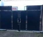 Elektrische ijzeren draaipoort - 4m breed, 2.30/1.90m hoog, Ophalen, Met poort, Gebruikt, Sierhekwerk