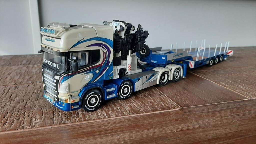 WSI Aaltonen Scania R Topline 8x2 met Broshuis Semidieplader, Overige merken, 1:50 of kleiner, Ophalen of Verzenden, Zo goed als nieuw