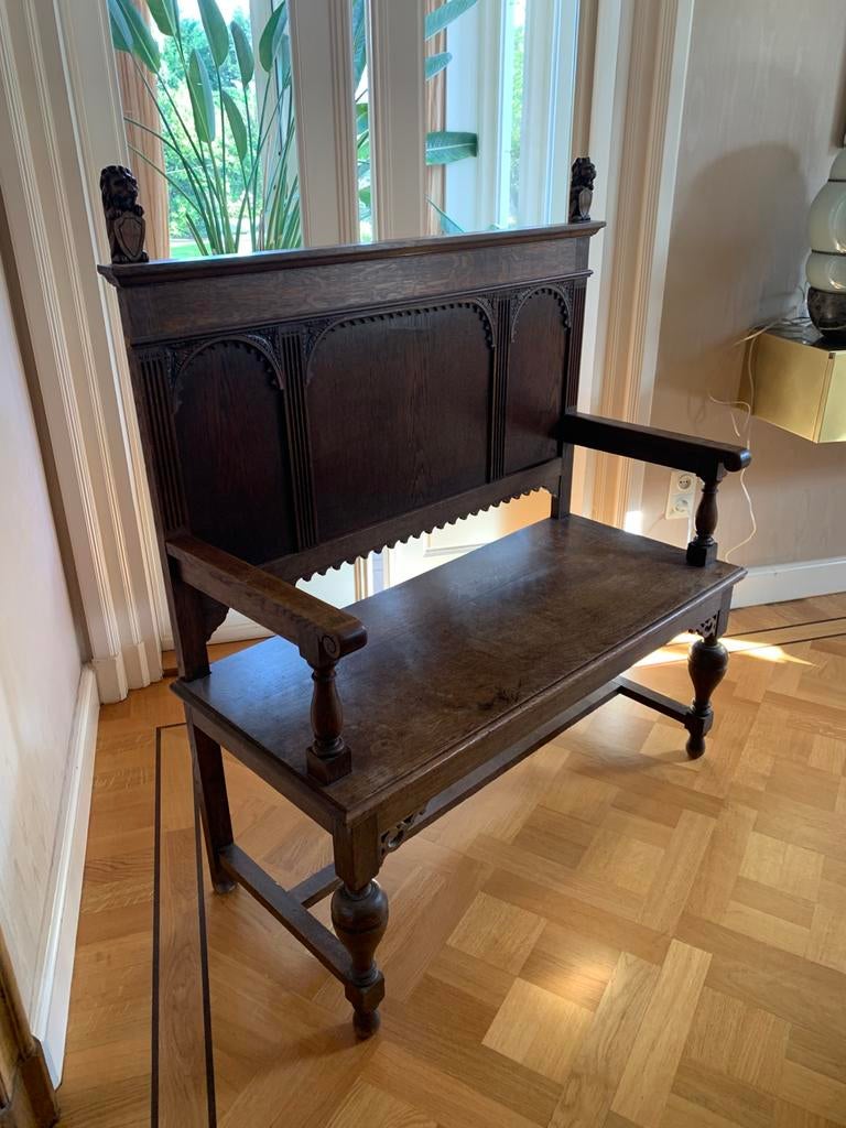 Antiek houten bankje, Antiek en Kunst, Ophalen of Verzenden