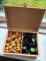 Vintage OKWA Schaakspel schaakstukken hout in Originele Kist, Ophalen of Verzenden, Zo goed als nieuw