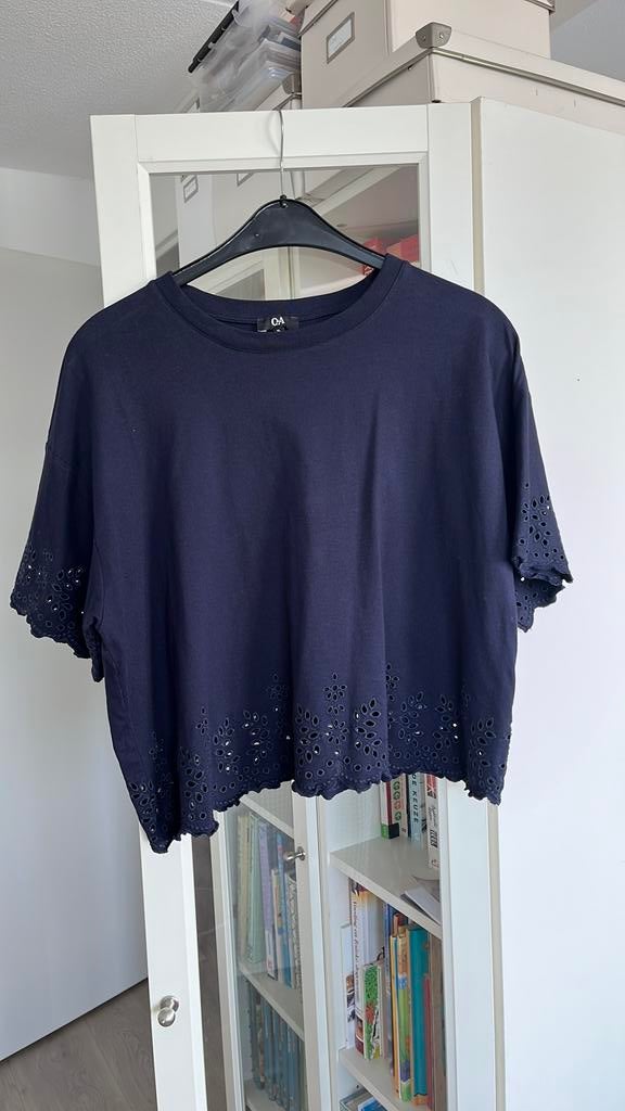 Mooi donkerblauw shirt, katoen met broderie, Kleding | Dames, Tops, Blauw, Maat 46/48 (XL) of groter, Ophalen of Verzenden, Zo goed als nieuw