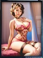 [Poster in Frame] Sexy Retro Pin up girl lingerie, Ophalen of Verzenden, Nieuw, A1 t/m A3, Film en Tv