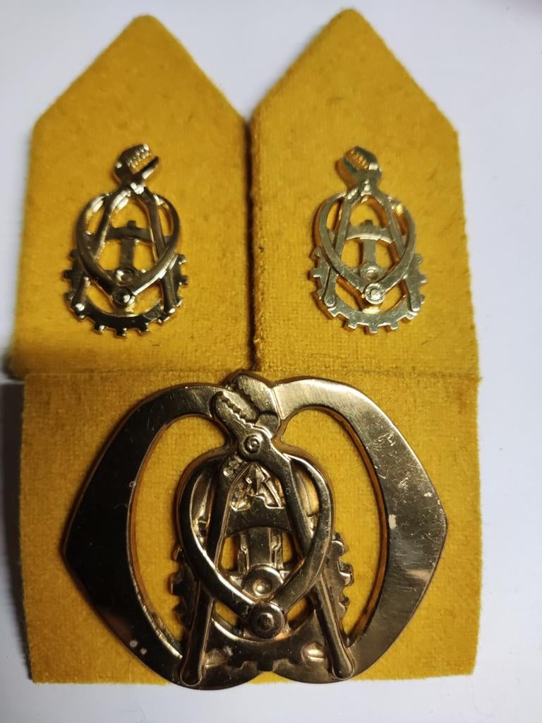 Setje Regiment Technische Dienst. Geel, Ophalen of Verzenden, Landmacht, Nederland, Embleem of Badge