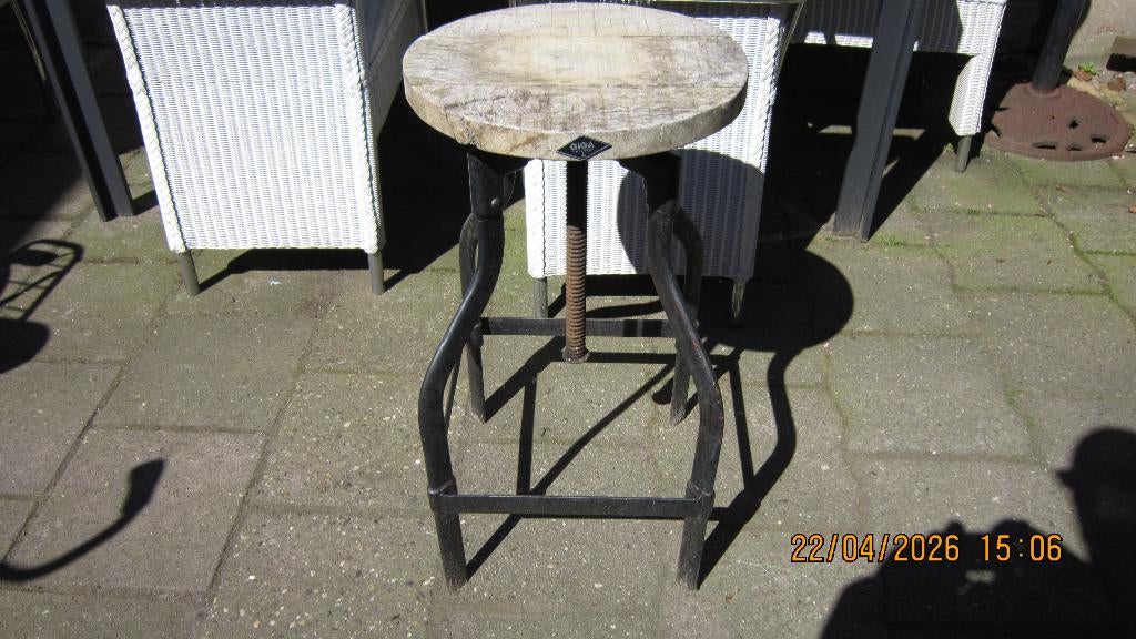 Industriële draaikruk, Ophalen, In hoogte verstelbaar, Gebruikt, Hout