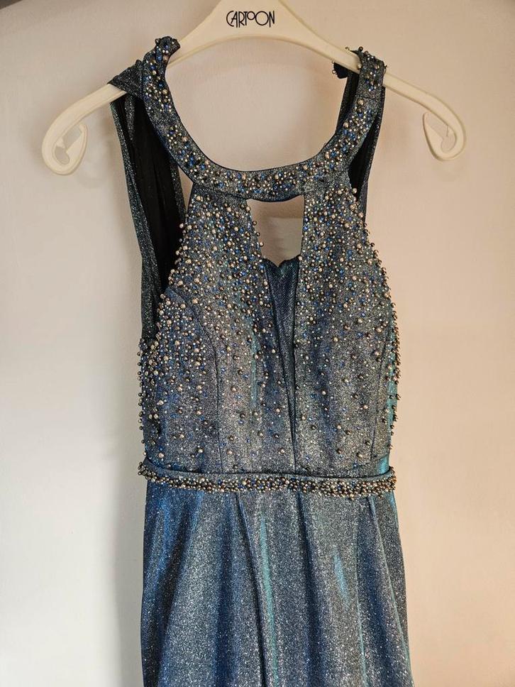 Mooie glanzende blauwe feestjurk - maat 40 - als nie, Kleding | Dames, Gelegenheidskleding, Zo goed als nieuw, Galajurk, Maat 38/40 (M)