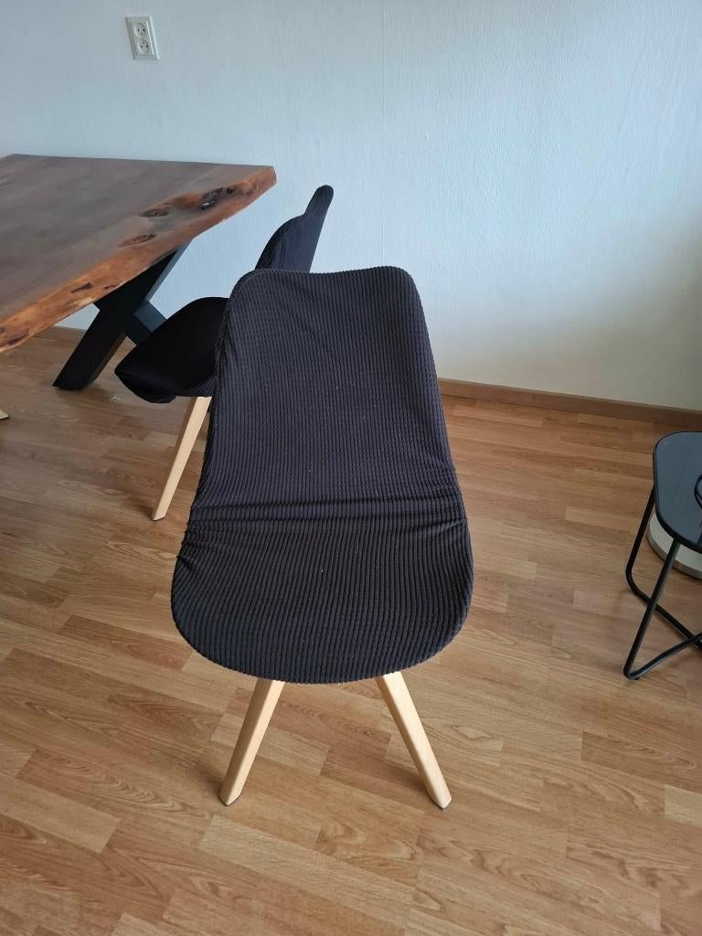 set van 4 kuipstoelen (wit) met zwarte hoes, Gebruikt, Wit, Scandinavisch, Vier