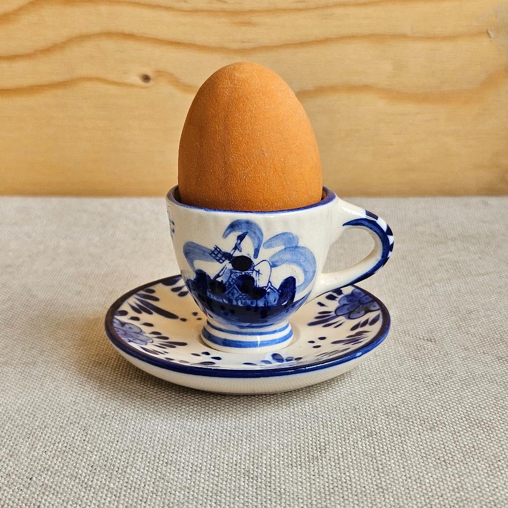 Mini kop en schotel delfts blauw handgeschilderd, Keramiek, Ophalen of Verzenden, Zo goed als nieuw, Nvt