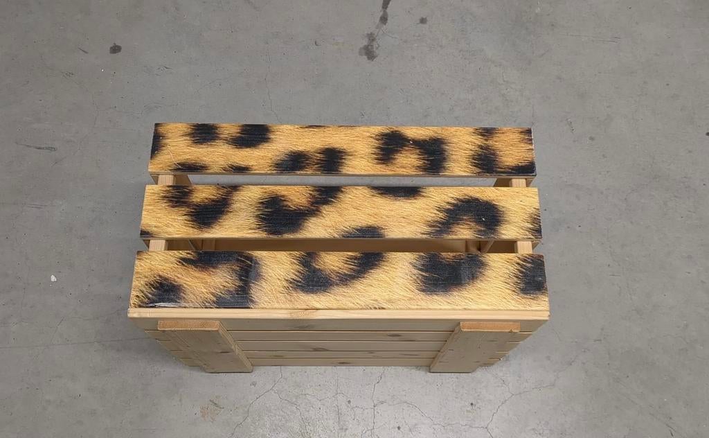 Uniek Panterprint Fietskrat - Stijlvol en Handig!, Fietsen en Brommers, Ophalen, Zo goed als nieuw, Fietskrat