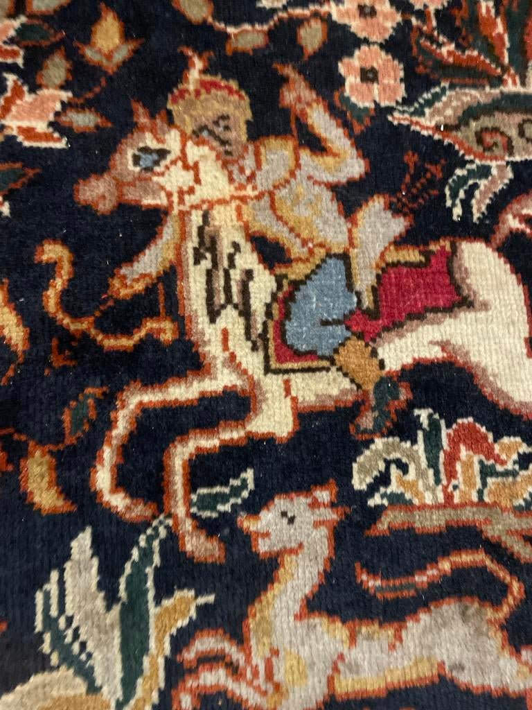 Prachtig Perzisch tapijt met gedetailleerd patroon, Ophalen, Gebruikt, Blauw, 200 cm of meer