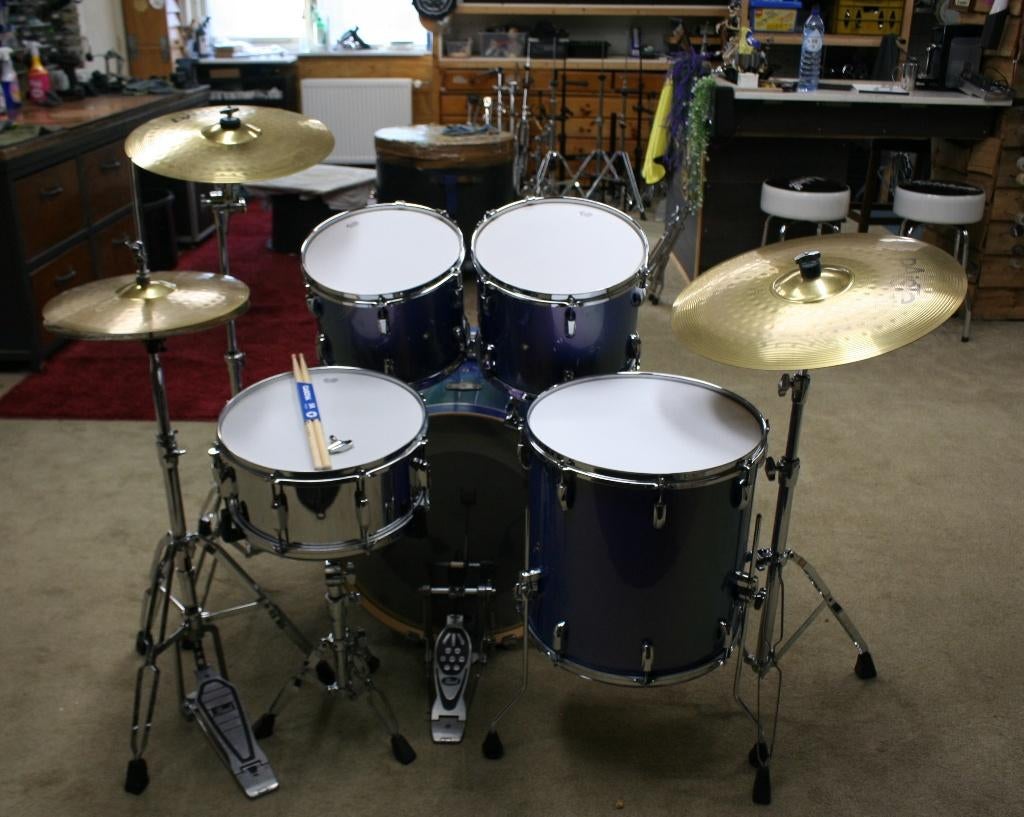 drumstel: pearl vision RB blue 22/12/13/16/14sn bekkenset, Muziek en Instrumenten, Ophalen, Jouwdrumstel@gmail.com, Pearl, Gebruikt