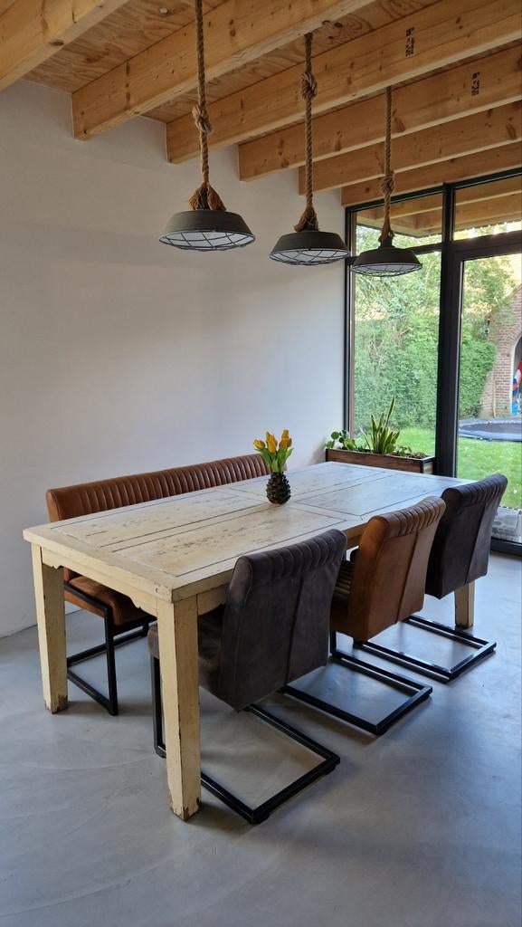 Rustieke eetkamertafel, Huis en Inrichting, Tafels | Eettafels, Ophalen, Gebruikt, 200 cm of meer, 50 tot 100 cm