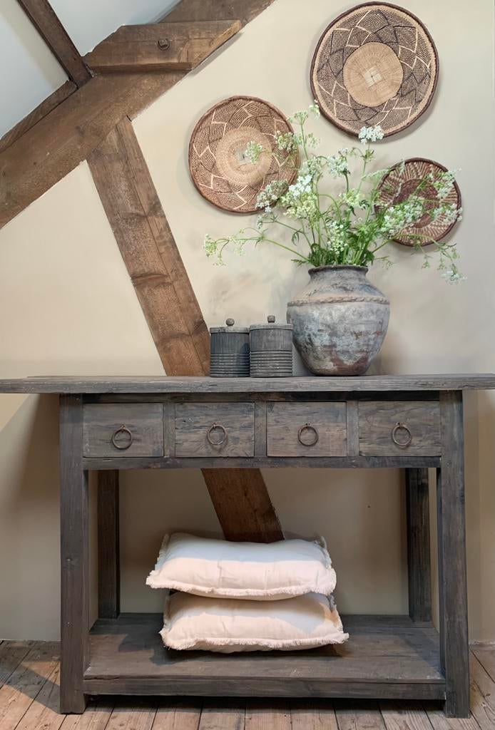 Sidetable van oud hout, Huis en Inrichting, Tafels | Sidetables, Ophalen, 100 tot 150 cm, Nieuw, Hoffz stijl