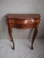 Antiek houten muur bijzettafeltje met opberg ruimte., Ophalen