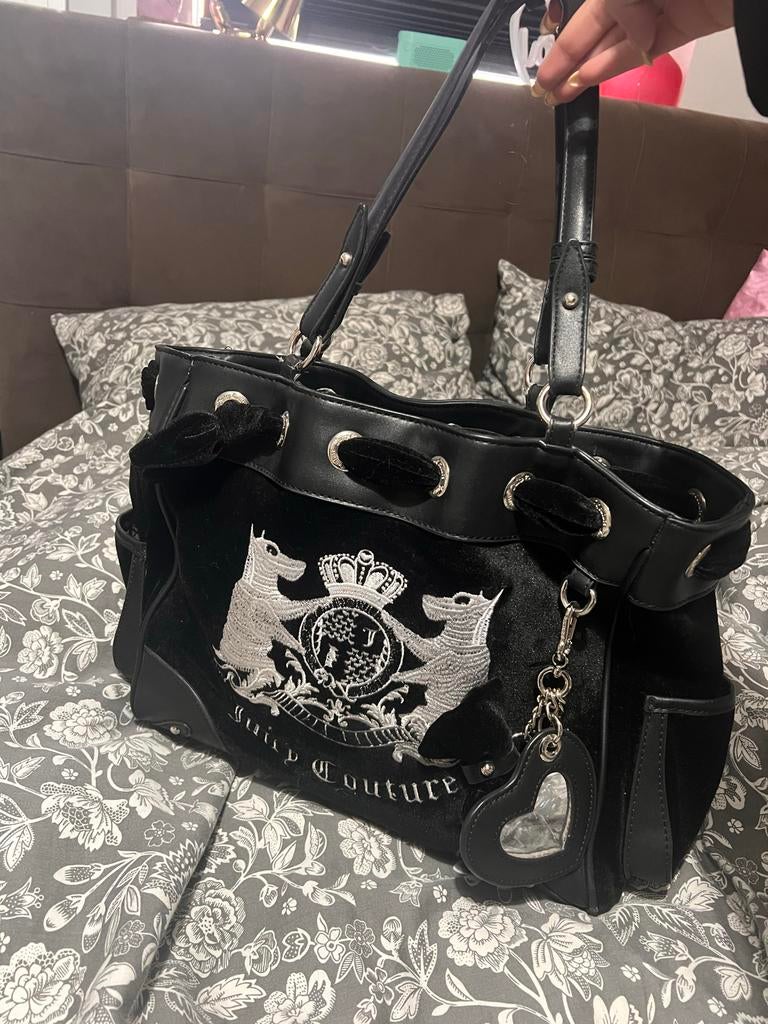 Juicy Couture Dream Bag Zwart met Zilver, Sieraden, Tassen en Uiterlijk, Tassen | Damestassen, Ophalen, Gebruikt, Zwart, Handtas