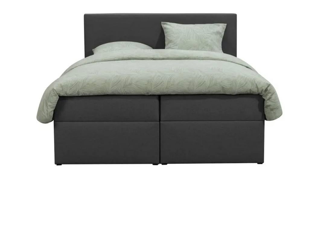 Boxspring Leenbakker 140x200 grijs met opbergruimte, Gebruikt, Tweepersoons, 200 cm, Grijs