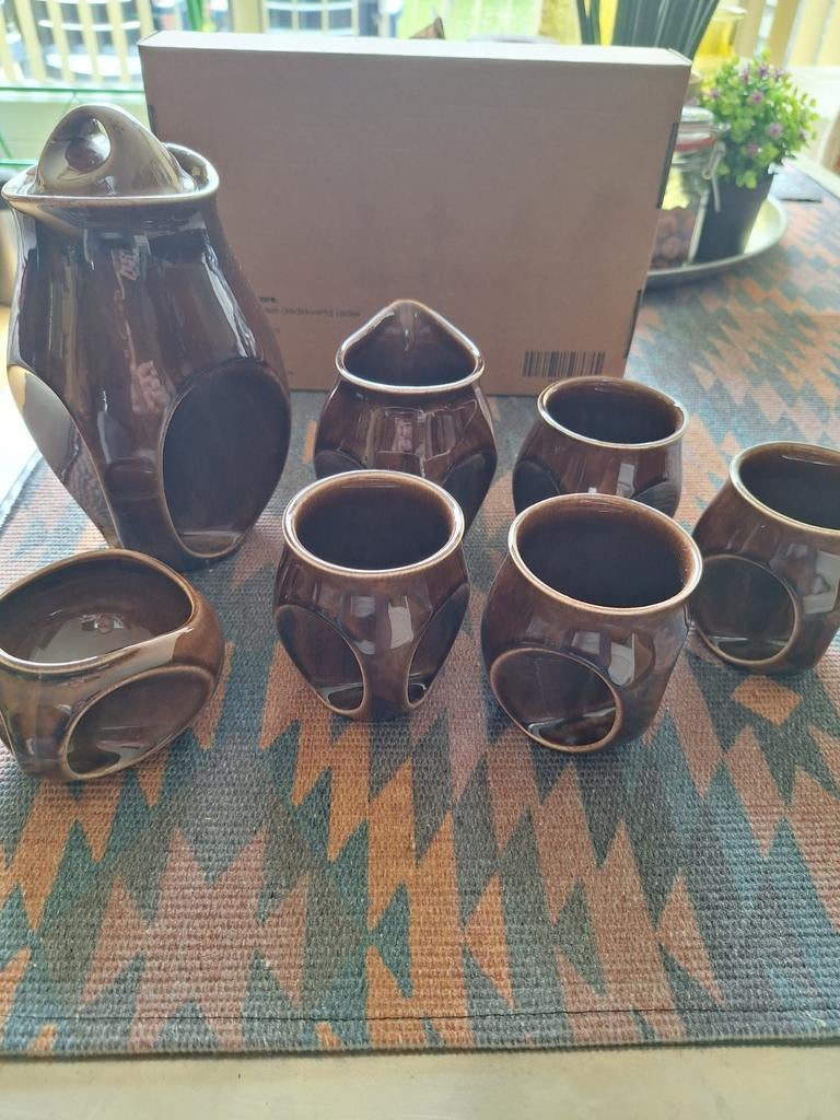 Vintage Holkham England theeservies - Bruin keramiek, Ophalen