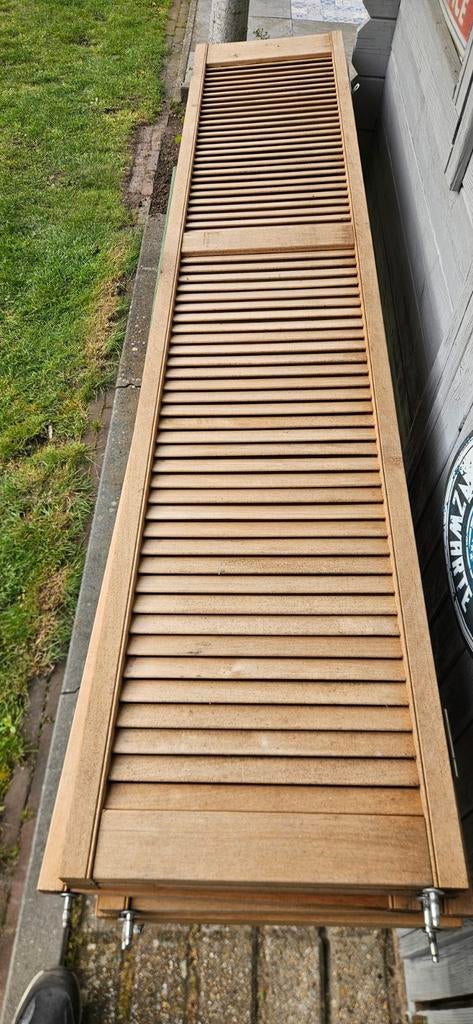 8x houten Louvre luik. Schutters. Brocante Louvre deur, Ophalen, Gebruikt, Bruin, Minder dan 100 cm