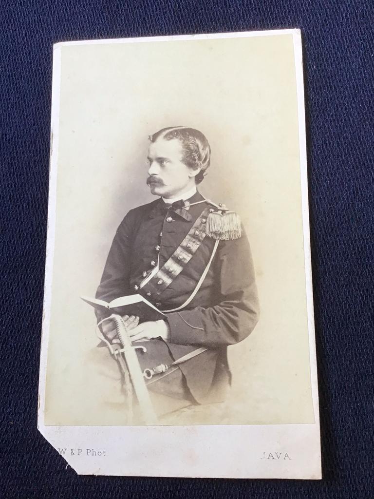 CDV, Militair, KNIL, Sabel, WOODBURY & PAGE, JAVA, INDIË, Verzamelen, Ophalen of Verzenden, Voor 1940, Gebruikt, Foto