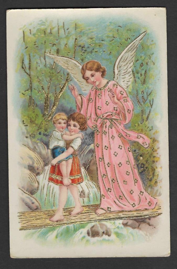 Engel in goud, Verzamelen, Ansichtkaarten | Themakaarten, Verzenden, Voor 1920, Ongelopen, Feest(dag)