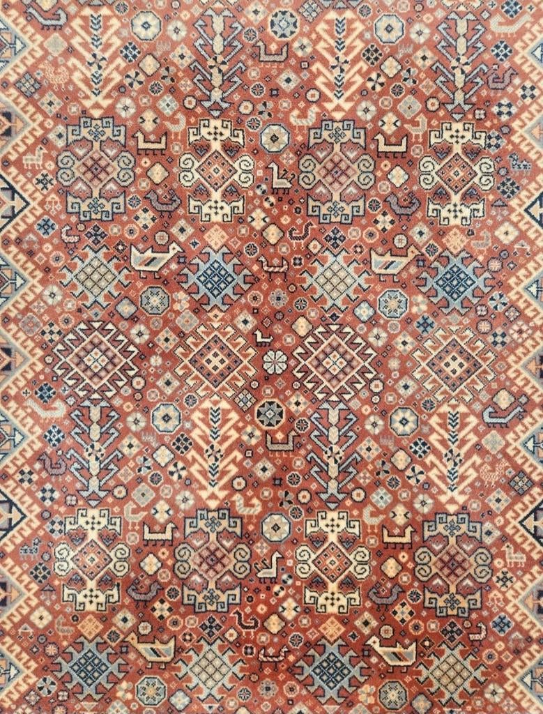 Vintage oosters wol Kazak vloerkleed Pink Animals 200x288cm, Perzisch, Oosters, Klassiek, Vintage, Gebruikt, Onbekend@voorbeeld.com