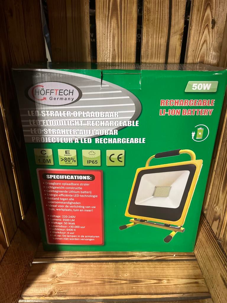 Nieuwe Höfftech LED Straler Oplaadbaar 50W, Ophalen of Verzenden, Nieuw