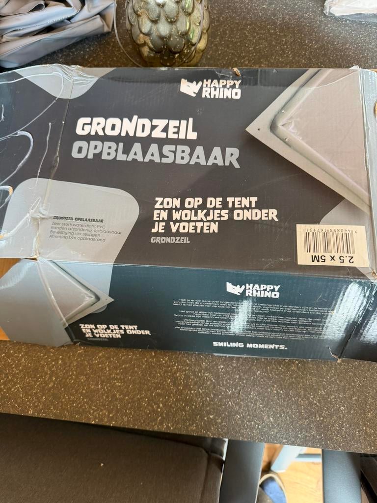 Grondzeil met opblaasbare rand Happy Rhino, Caravans en Kamperen, Kampeeraccessoires, Ophalen, Zo goed als nieuw