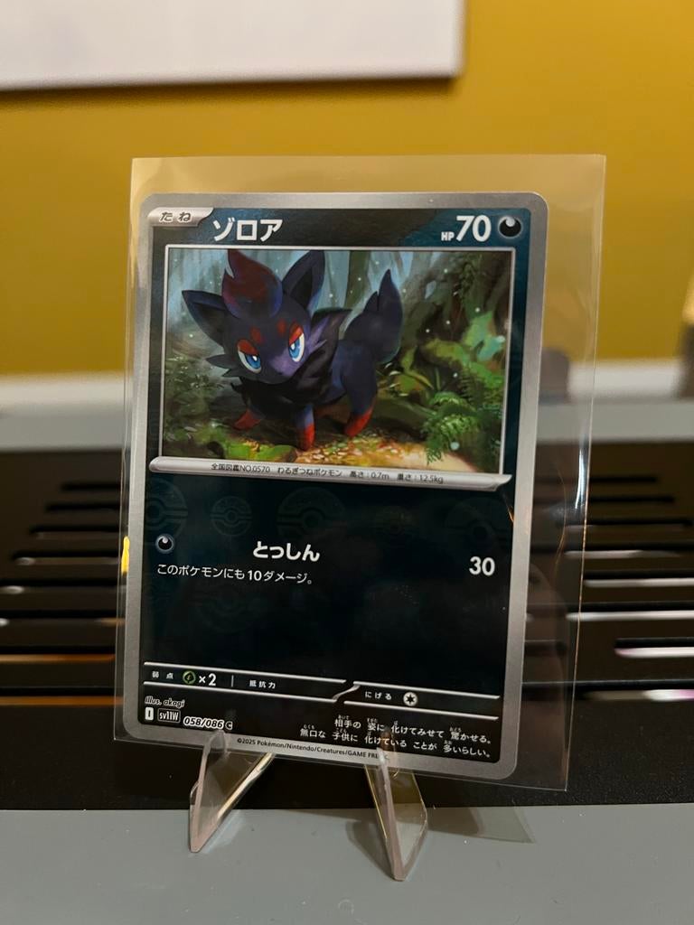 Zorua Pokémon Kaart (Japans) - Nieuwstaat Pokeball, Ophalen of Verzenden, Zo goed als nieuw, Losse kaart