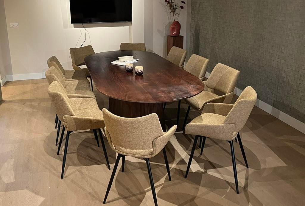 Stevige walnoot houten eettafel 8-10 personen, Huis en Inrichting, Ophalen, Gebruikt, 100 tot 150 cm, Vijf personen of meer