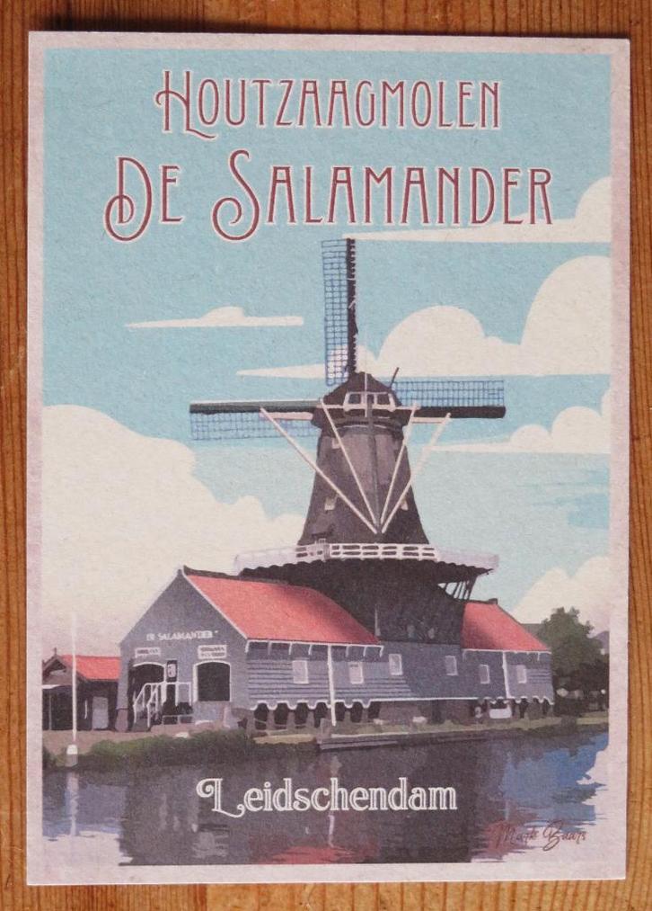 Leidschendam Houtzaagmolen / Molen De Salamander, Verzamelen, Ansichtkaarten | Nederland, Noord-Brabant, Voor 1920, Ophalen of Verzenden