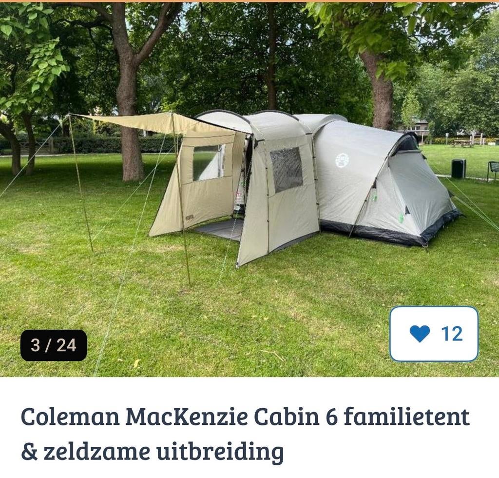 Coleman MacKenzie Cabin 6 familietent met uitbouw, Ophalen, Zo goed als nieuw, Tot en met 6